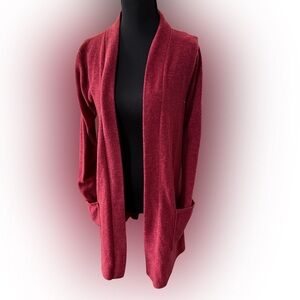 Zenana Premium Dark Red Open-Front  Long Cardigan Perfect for‎ Leggings Size Sm